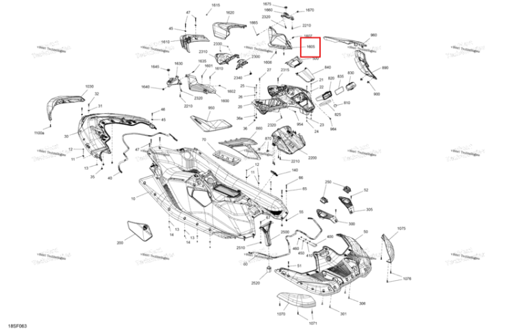 Правый Seperation панель Sea-Doo Spark 900 HO ACE Conv (2026) (269801278)