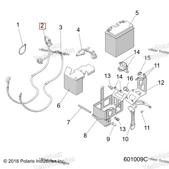 4018198 Трос 1080 мм 4 GA красный включает изолятор