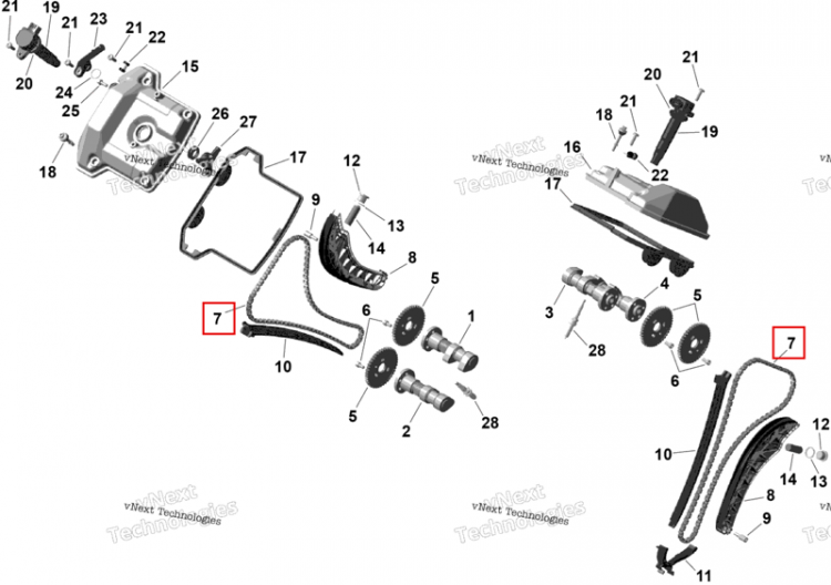 Распредвал цепь Can-Am Outlander 4x4 XT 1000R (2025) (420297085)