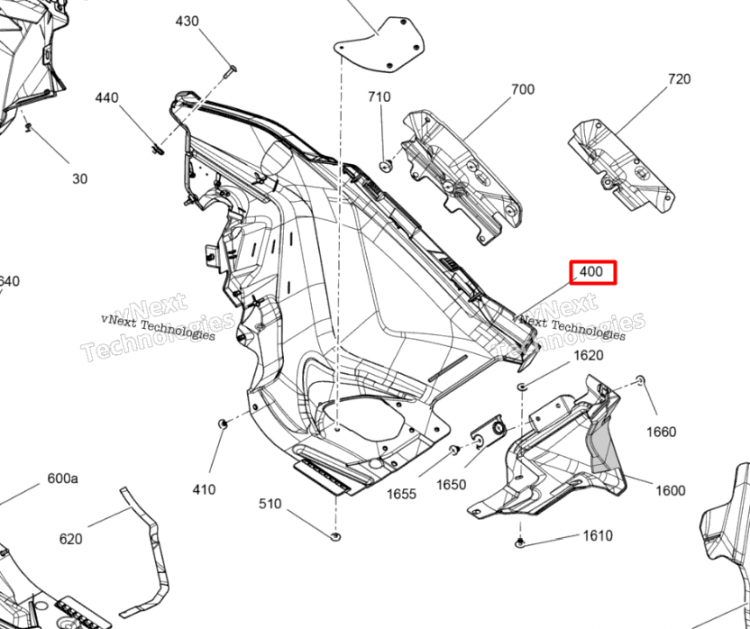 502008663 502007737 Панель нижняя правая Expedition Ski-Doo