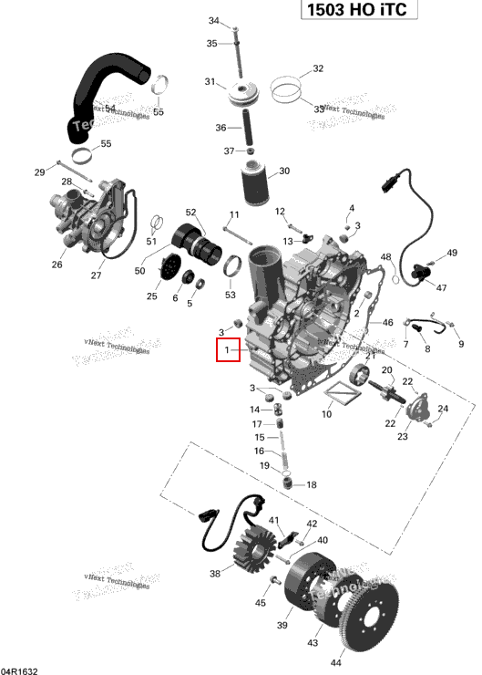 Timing / приводной крышка в сборе включает 1 to 6 Sea-Doo RXT (2016) (420910521)
