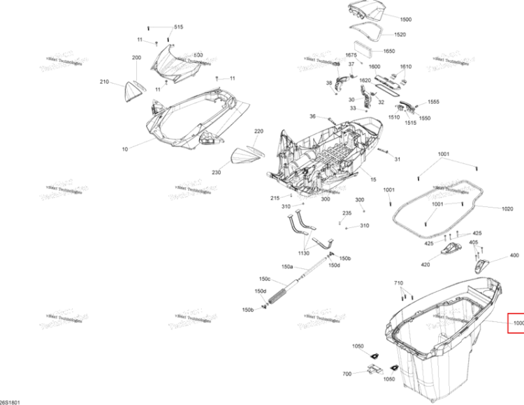 Bin Compartement Sea-Doo RXT 300 (2018) (264000131)