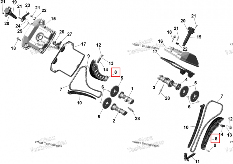 Цепь Tension направляющая Can-Am Outlander 4x4 XT 1000R (2025) (420936531)