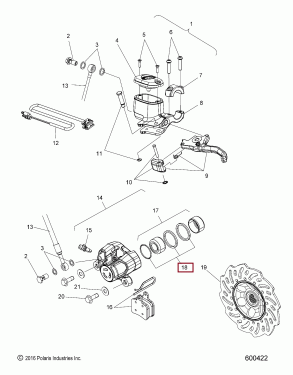 2205922 Ремкомплект цилиндра тормозного AXYS Polaris KIT, PISTON SEALS