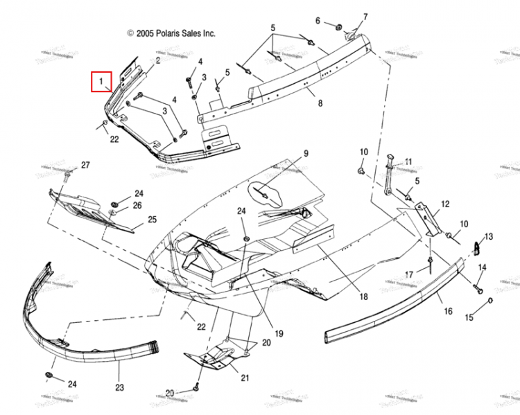Распорка петля MEDIUM глянцевый чёрный Polaris Widetrak LX (2006) (1012783-067)