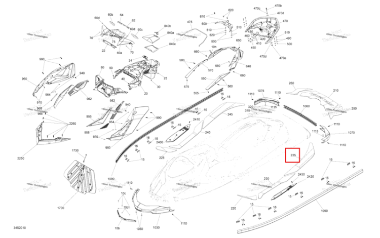 Anti Slip Mat задний левый Sea-Doo RXP 300 (2020) (291005358)