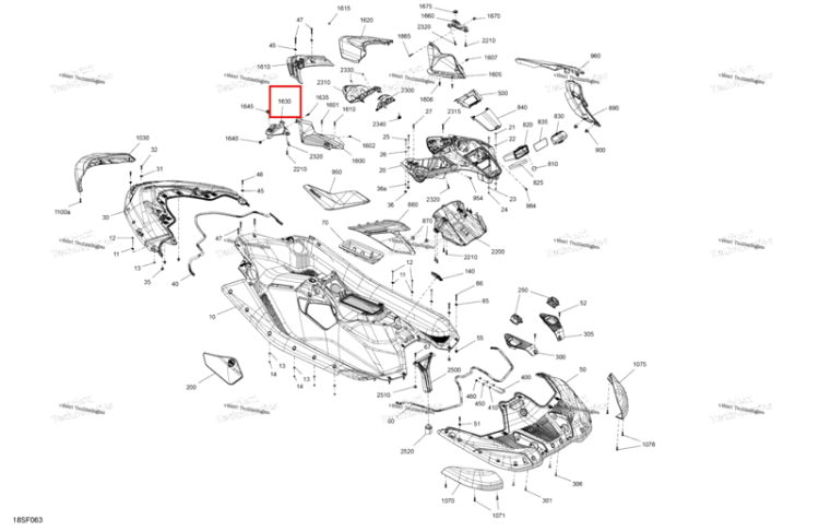 Левый Striker опора Sea-Doo Spark 900 HO ACE Conv (2026) (269801280)