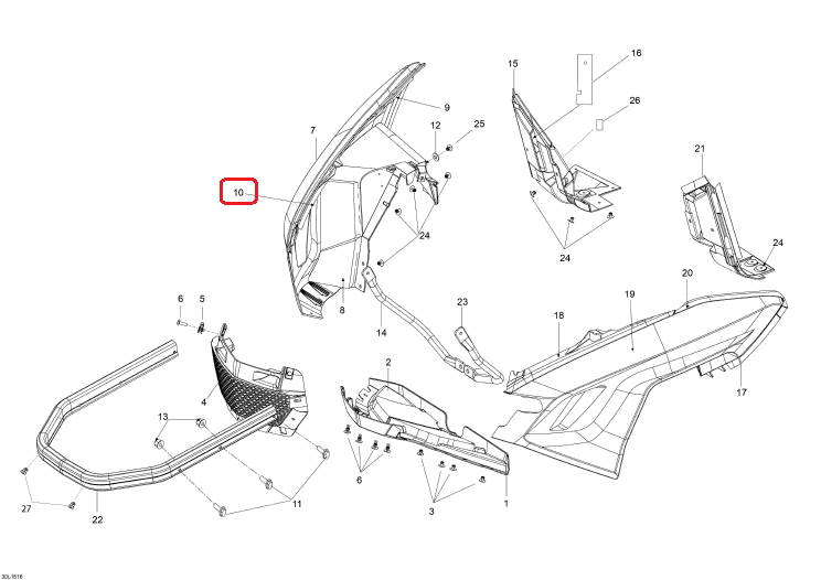 502007994 Панель передняя правая Ski-Doo 502007188 502007993 502007048 502006912