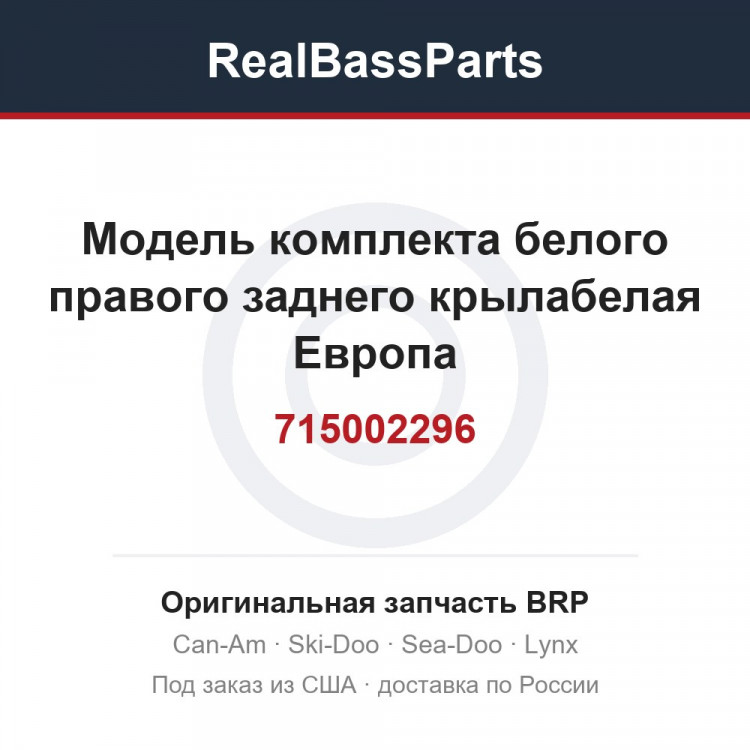 715002296 Модель комплекта белого правого заднего крылабелая Европа