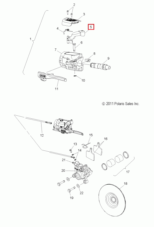 2201251 Ручка стояночного тормоза RMK Polaris KIT, PARK LEVER AND SPRING, фото 3