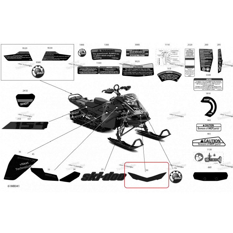 516010686 Наклейка на капот для снегоходов Ski-Doo 516010686