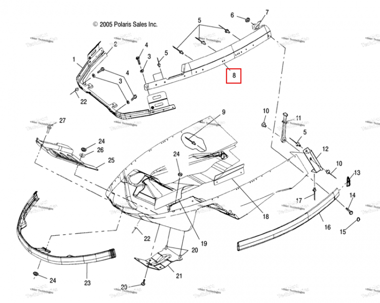 Капот направляющая левый Polaris Widetrak LX (2006) (5243007)