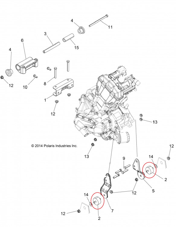 AT-09651 Подушка опора двигателя для квадроциклов Polaris Sportsman 400/500/570/800 3024012/3110044/3023593/3021936/3022071