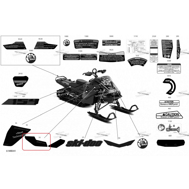 516010777 Наклейка на капот для снегоходов Ski-Doo 516010777