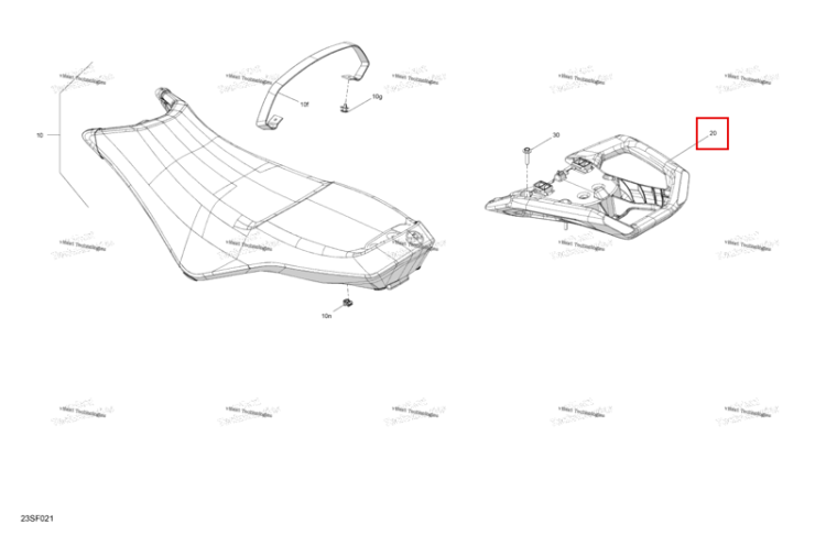 Bright белый задний ручка Sea-Doo Spark 900 ACE Base (2026) (269003993)