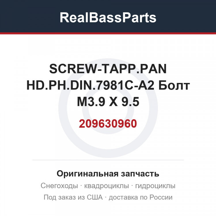 209630960 SCREW-TAPP.PAN HD.PH.DIN.7981C-A2  Болт M3.9 X 9.5