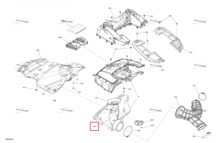Резонатор шланг OUT Ski-Doo Summit 850 E-TEC Turbo R X (2024) (508001131)