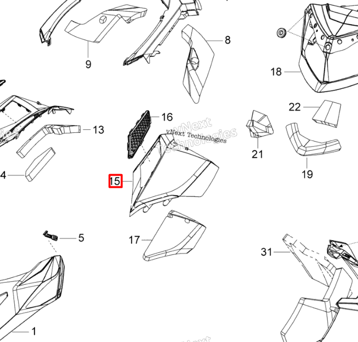 517305450 Панель верхняя левая серая Ski-Doo