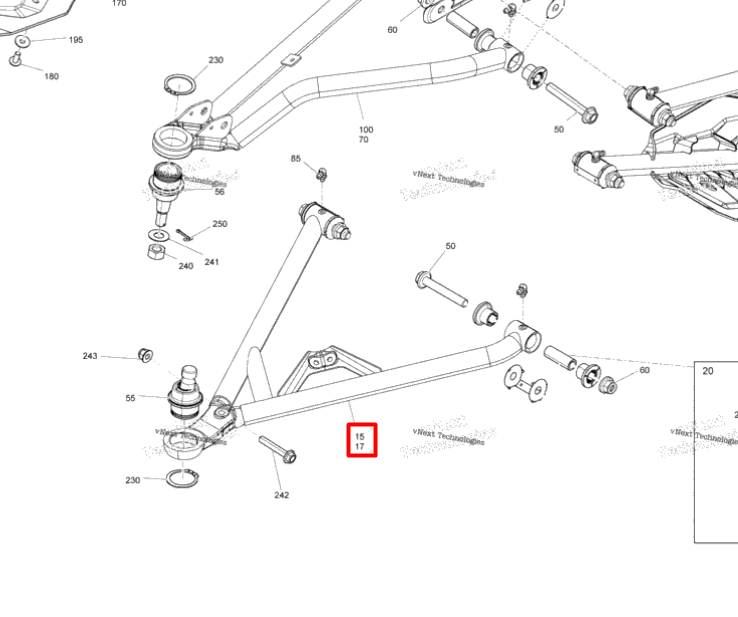 706204640 Рычаг нижний правый 12+ Can-Am 706202870 706201875 706200984 