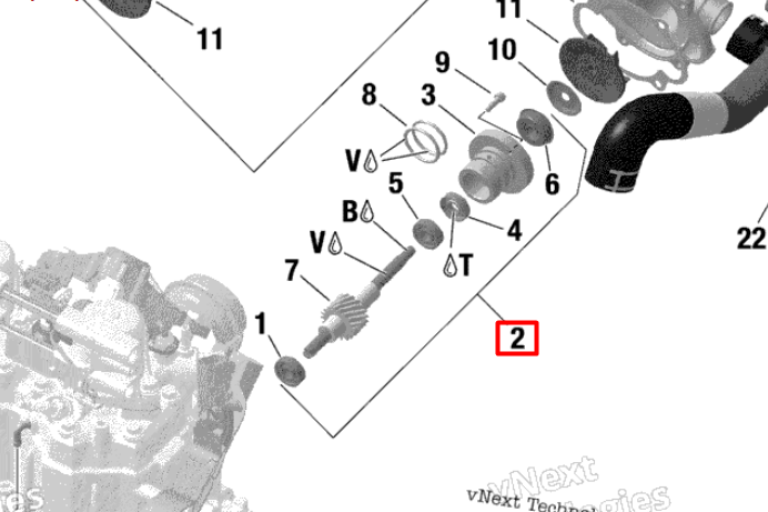 420891478 Вал привода помпы водяного насоса для снегоходов Ski-Doo Rotax 850 E-TEC G4 с SHOT 420891483 420891473 420891479 