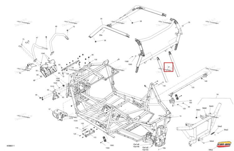 Magma красный задний каркас Extension Can-Am Maverick Sport 1000R XRC (2022) (705211138)