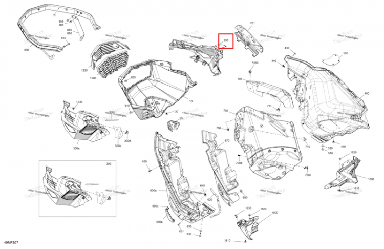 Глубокий чёрный правый Bottom с полукруглой головкой крышка Ski-Doo Expedition LE 900 ACE Turbo (2026) (502008264)