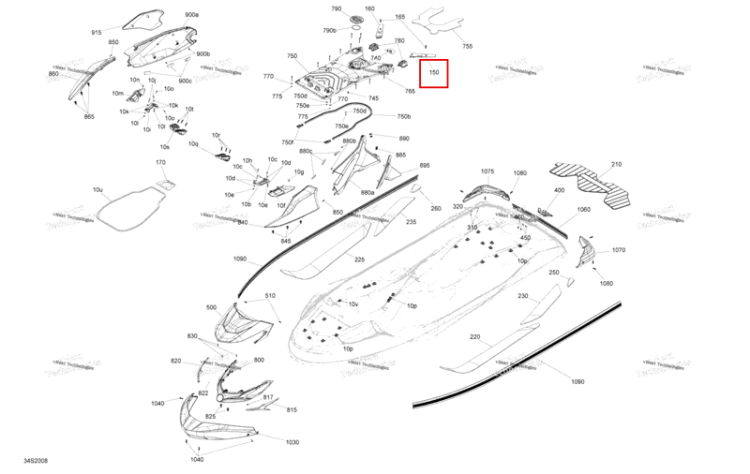 Левый регулировочная шайба Sea-Doo GTX 300 (2020) (291005176)
