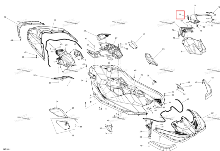 Левый Retaining ремень Sea-Doo Spark (2016) (269800472)
