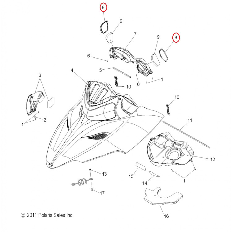 5437371 Сетка воздухозаборника левая для снегоходов Polaris WIDETRAK IQ 5437371