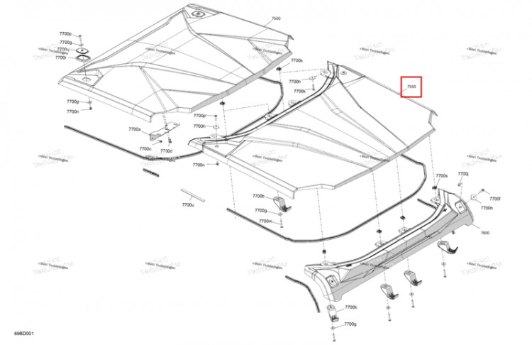 Глубокий чёрный задний Rigid Roof Can-Am Commander MAX 1000R EFI XT (2024) (705800680)