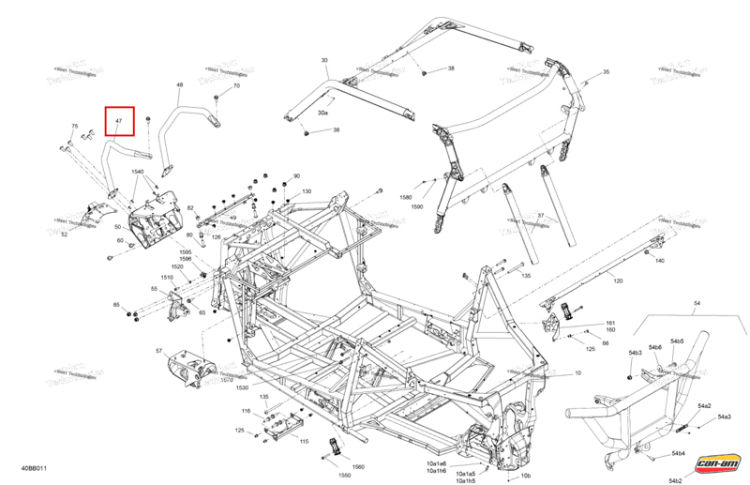 Magma красный левый передний бампер Can-Am Maverick Sport 1000R XRC (2022) (705209439)