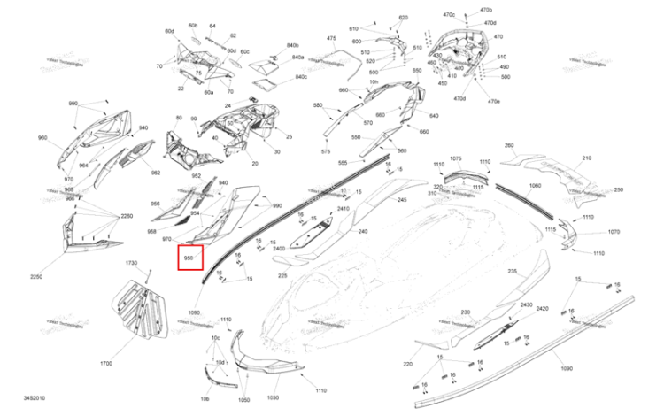 Чёрный боковой Cosmetic левый модель Jungle зелёный Sea-Doo RXP 300 (2020) (291004504)