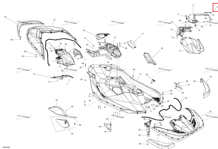 Правый Retaining ремень Sea-Doo Spark (2016) (269800498)