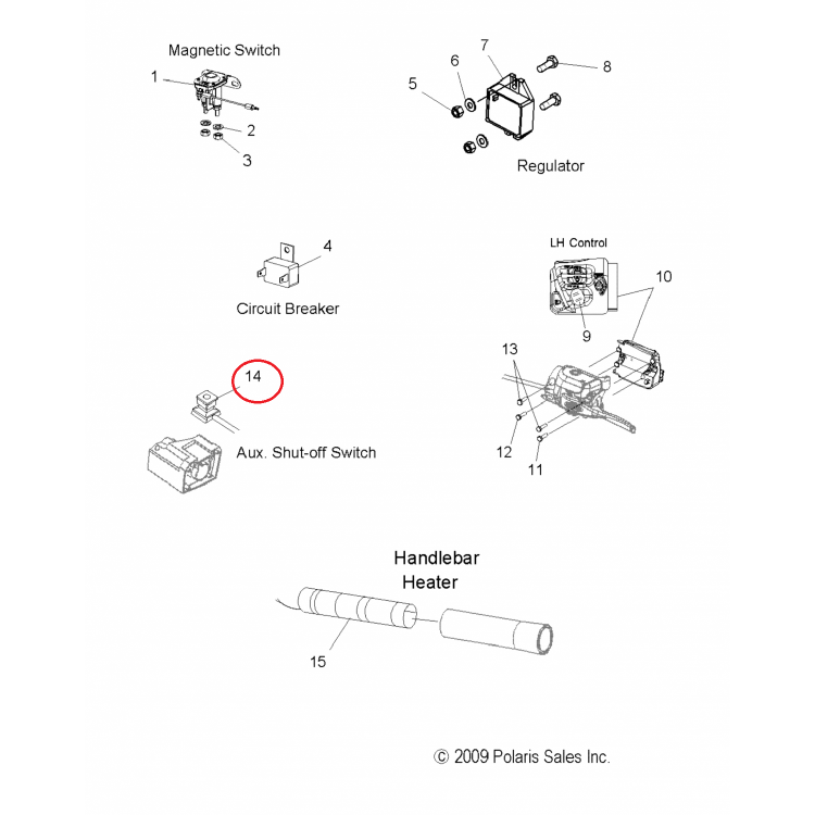 01-120-19 Кнопка стоп выключения двигателя для снегоходов Polaris WIDETRAK LX 4110106/4012269/4013381/4110159