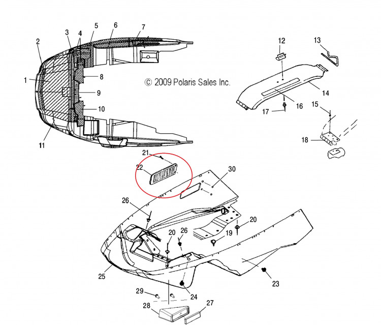 5437158-070 Вентиляционная решетка тормоза для снегоходов Polaris WIDETRAK LX 2008-2019" 5437158-070