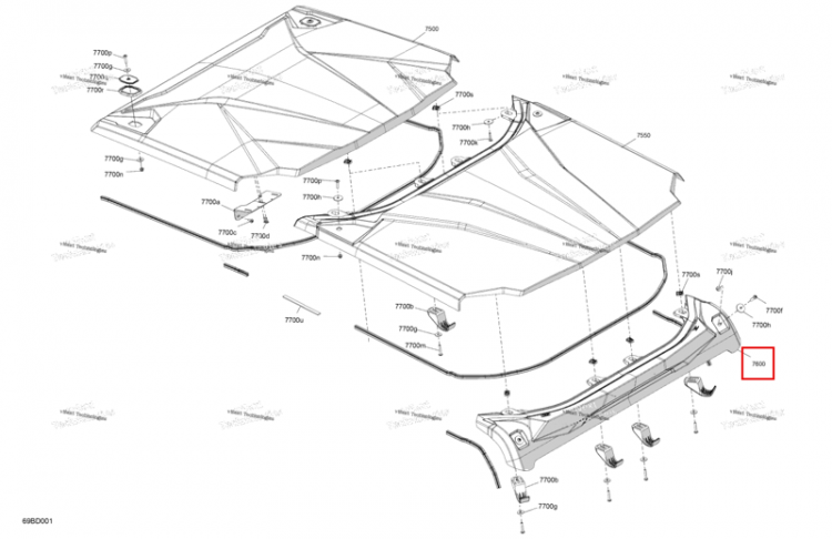 Глубокий чёрный задний Roof Visor Can-Am Commander MAX 1000R EFI XT (2024) (705800681)