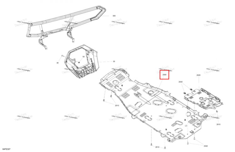Центральный защита днища короткий Can-Am Outlander 4x4 XT 1000R (2025) (705018715)