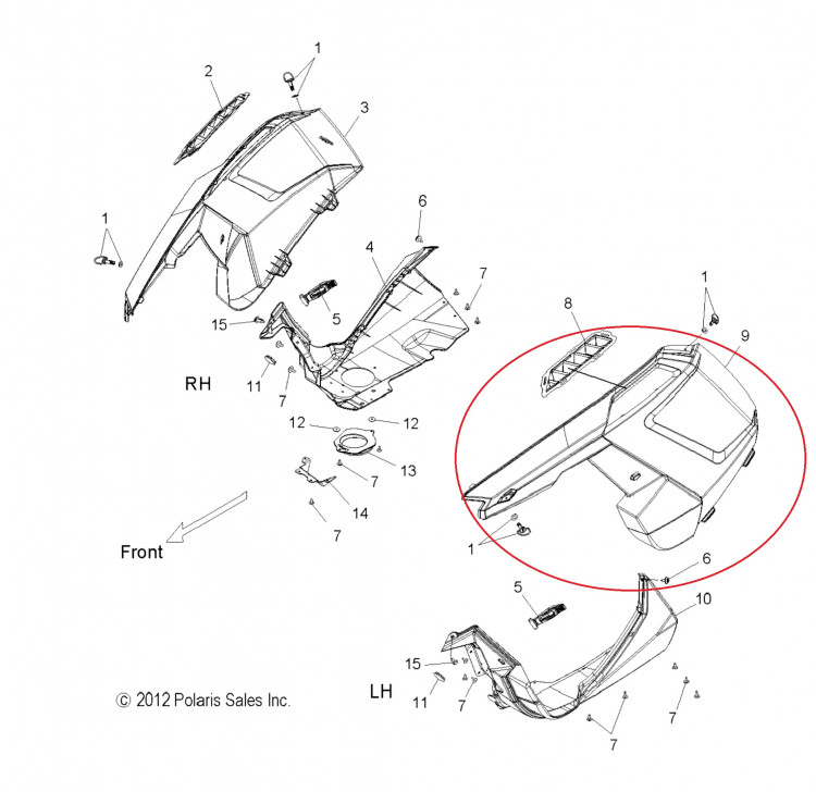 5437492-464 Панель боковая щека левая черная для снегоходов Polaris RMK/PRO RMK 5437492-464