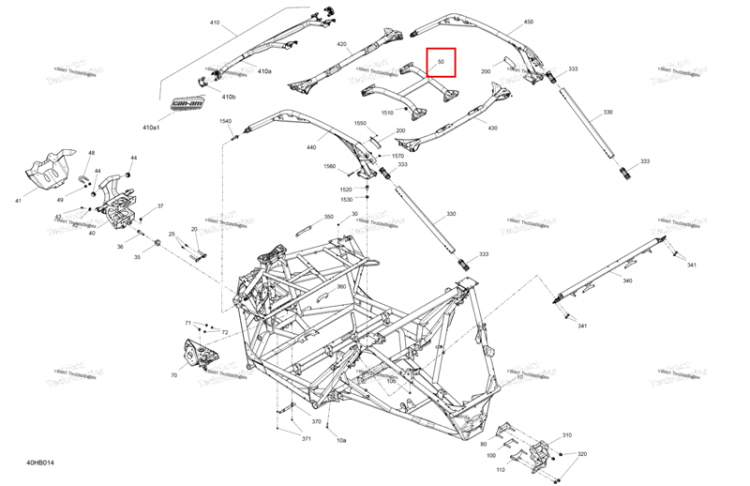 Magma красный усилитель каркас модель 72 po Width Can-Am Maverick Turbo RR XRC (2022) (705210065)
