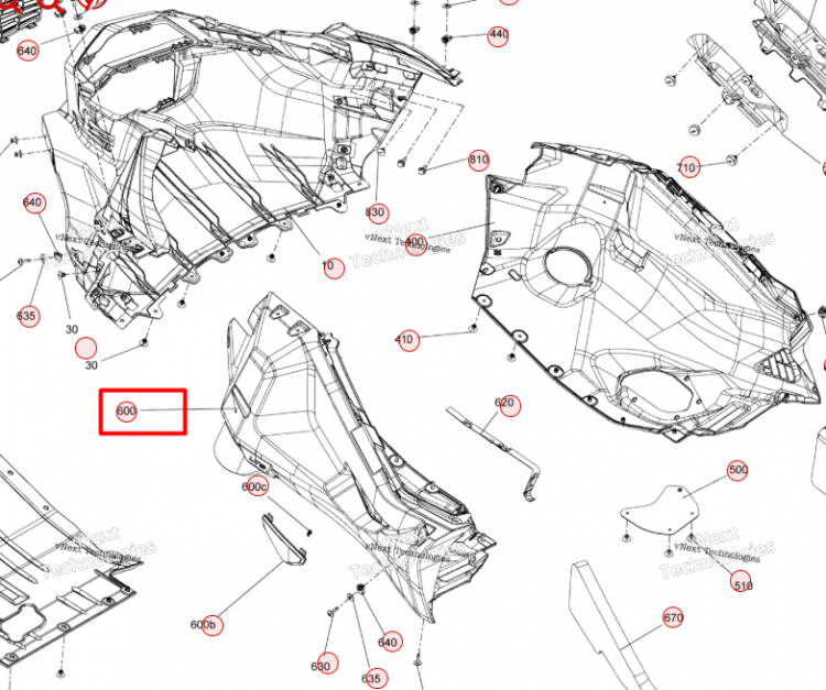 502008067 панель нижняя левая Ski-Doo SKANDIC 2021+
