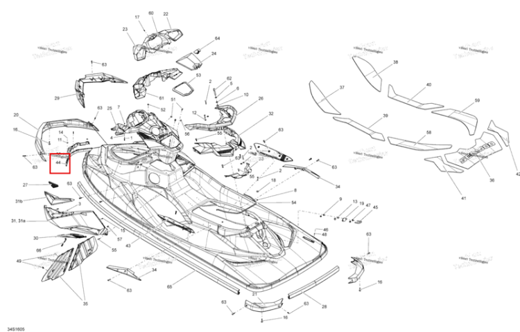 Deck Nose Sea-Doo RXP (2016) (291003897)