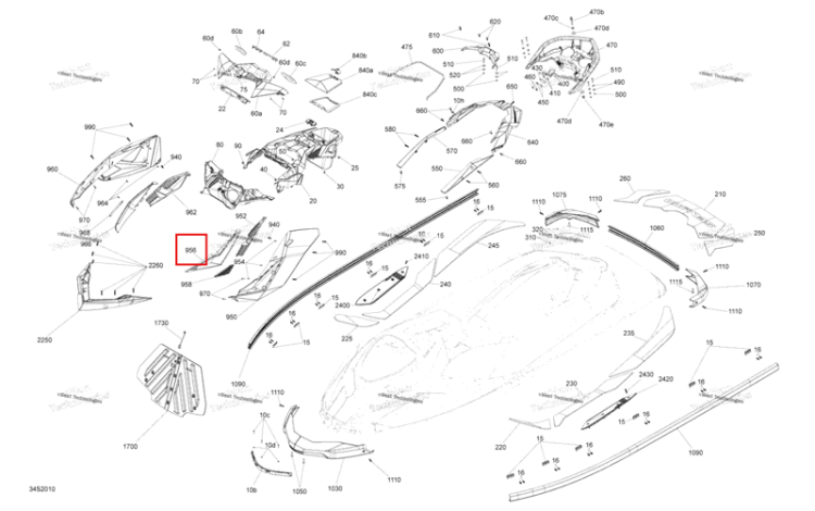 Liquid Gold левый передний панель облицовка модель Dragon красный Sea-Doo RXP 300 (2020) (291004962)