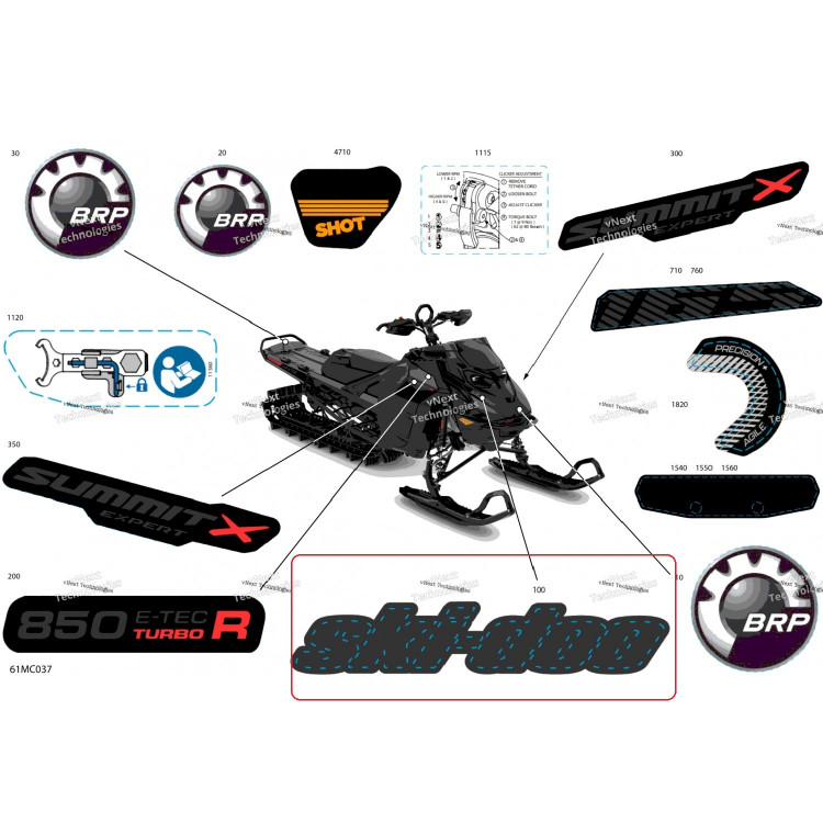 516011491 Наклейка Ski-Doo для снегоходов Ski-Doo 516011491