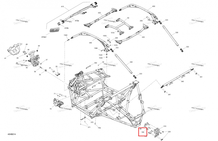 Задний центральный пластина Can-Am Maverick Turbo RR XRC (2022) (705210281)