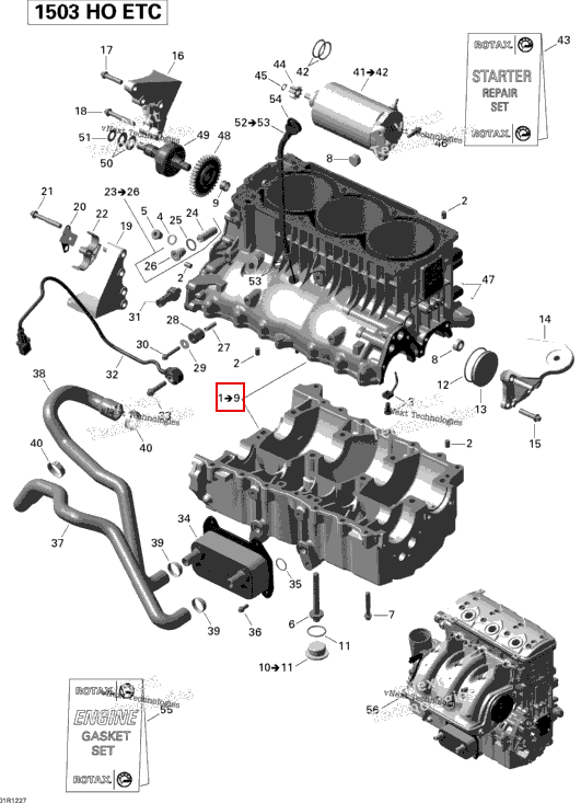 Цилиндр блок с Sleeves включает 1 to 9 Sea-Doo RXT-X 260 RS (2012) (420892461)