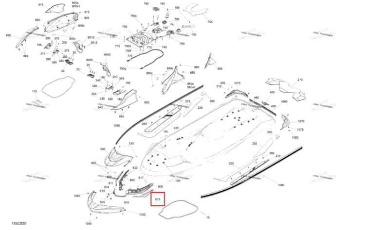 Millenium жёлтый левый облицовка модель Millenium жёлтый Sea-Doo RXT-X 300 (2023) (291005543)