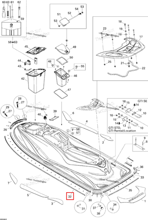 Боковой бампер облицовка Sea-Doo 291002241