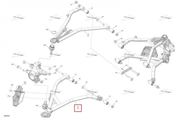 Правый нижний подвески рычаг Can-Am Outlander 4x4 DPS 700 (2025) (706203188)