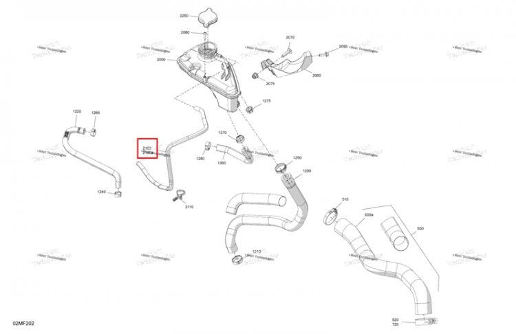 Шланг в сборе включает 2100 to 2100 b Ski-Doo Summit X 850 E-TEC Turbo R (2026) (509001476)