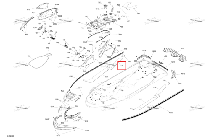 Правый задний Anti Slip Mat Sea-Doo GTX 300 (2020) (291005352)